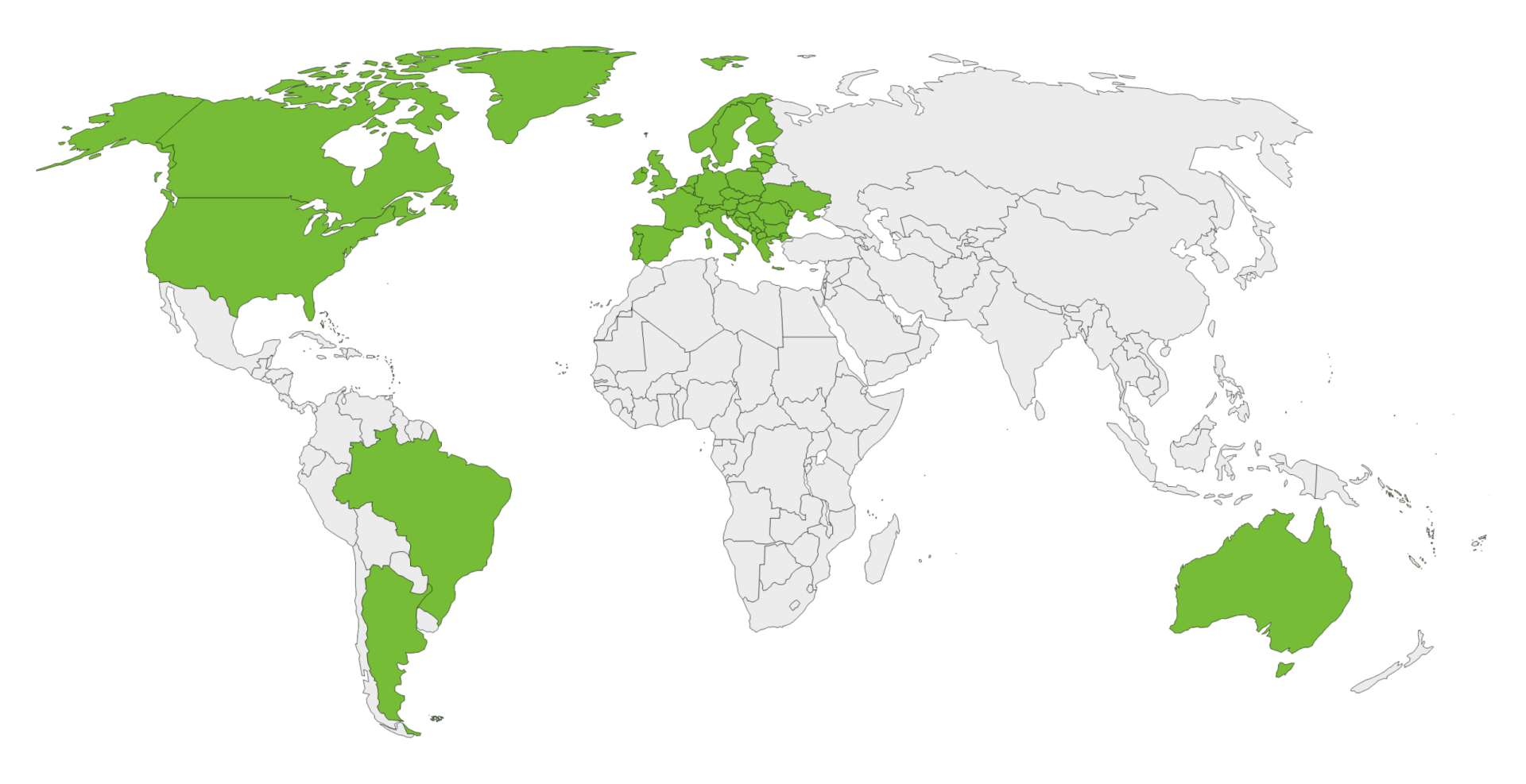World map, auto-mow markets